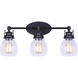 Madison 3 Light 24 inch Black Vanity Light Wall Light