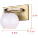 Monroe 1 Light 8.25 inch Gold Vanity Light Wall Light