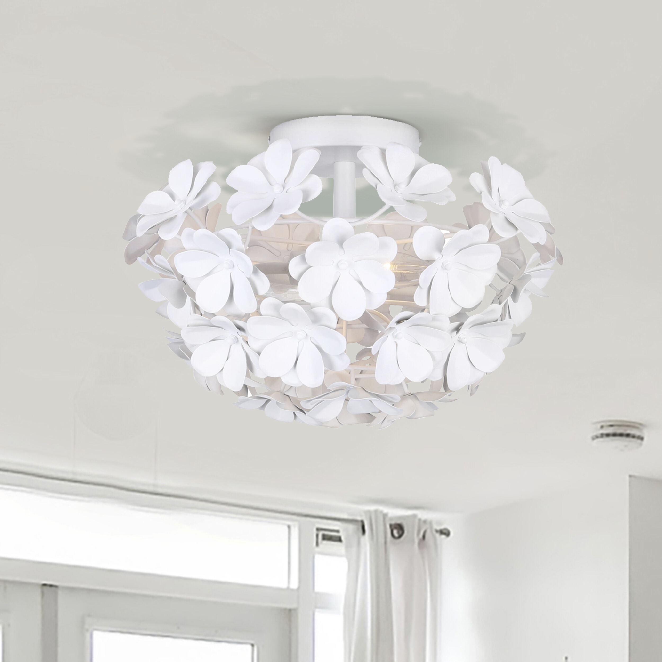 Cassia 2 Light 15 inch White Flush Mount Ceiling Light