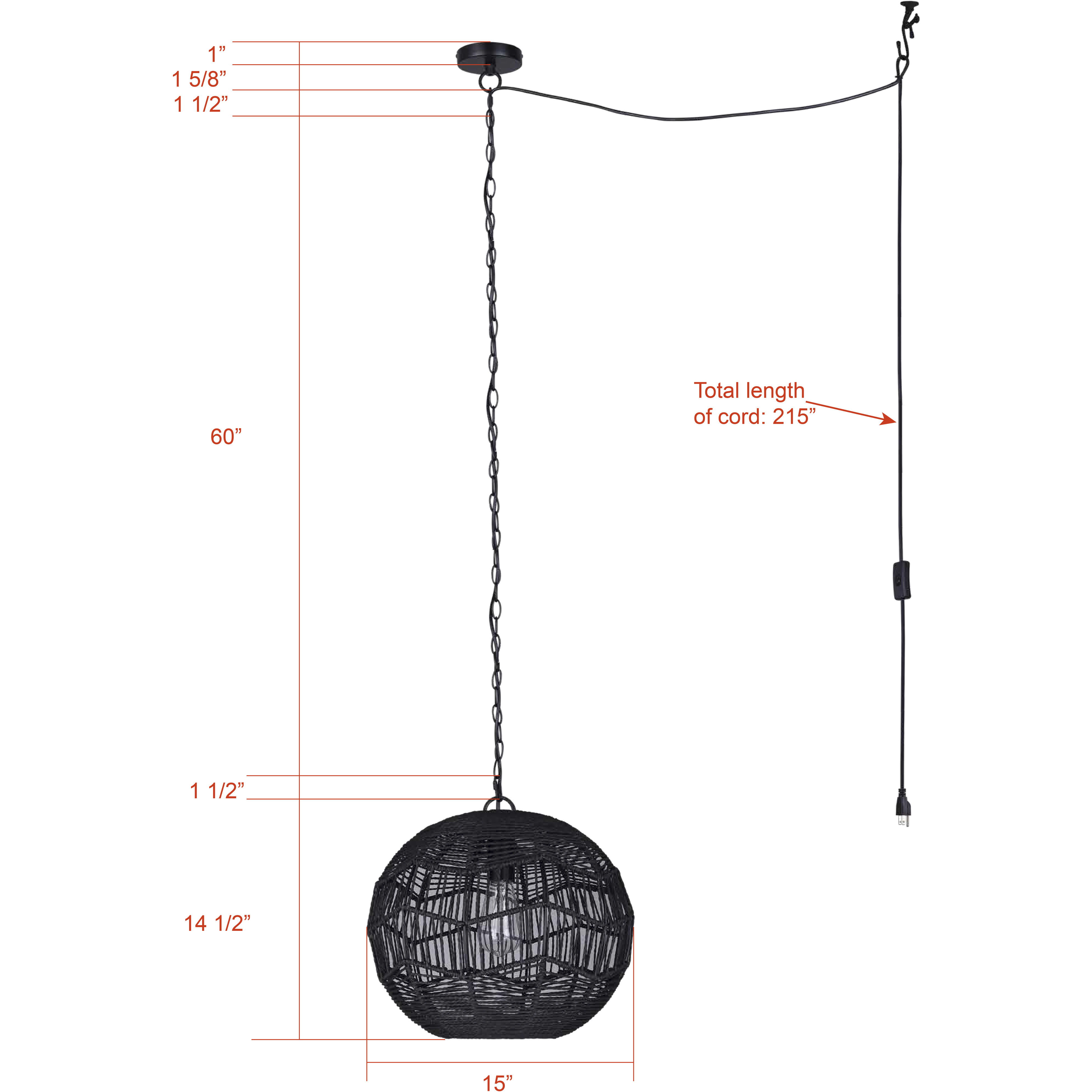 Valence 1 Light 15 inch Black Pendant Ceiling Light