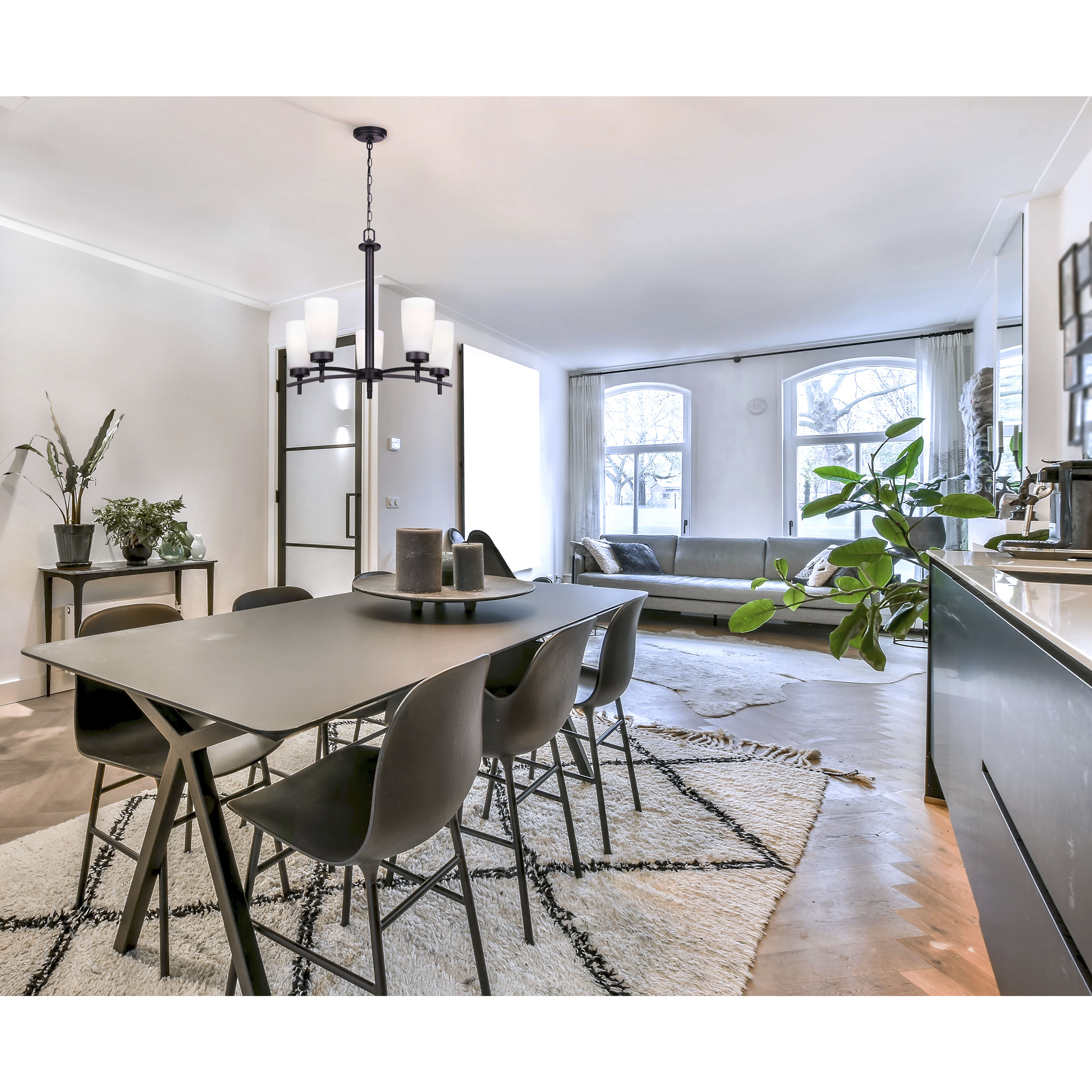 Portia 5 Light 22 inch Matte Black Chandelier Ceiling Light