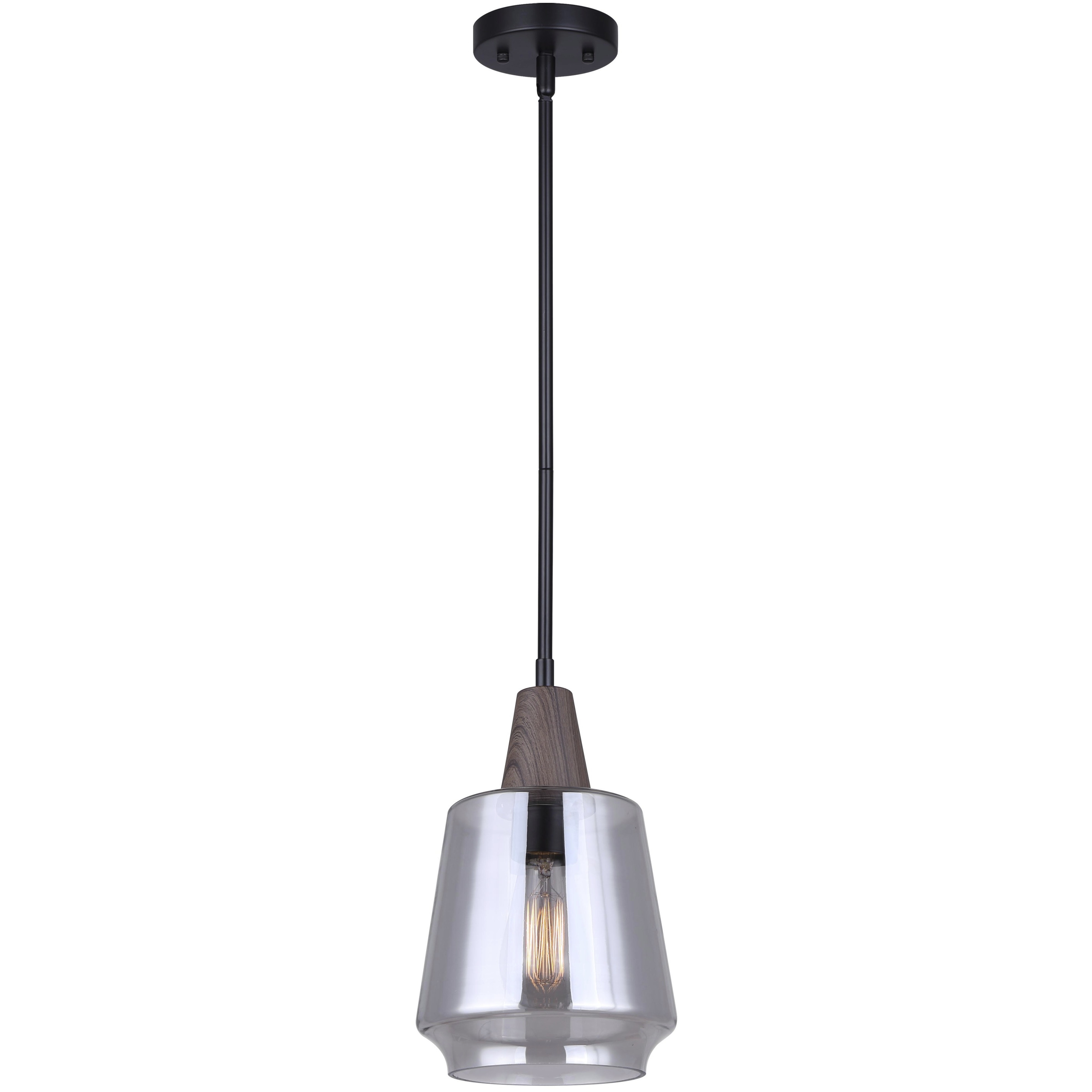 Dante 1 Light 7 inch Black/Faux Wood Pendant Ceiling Light