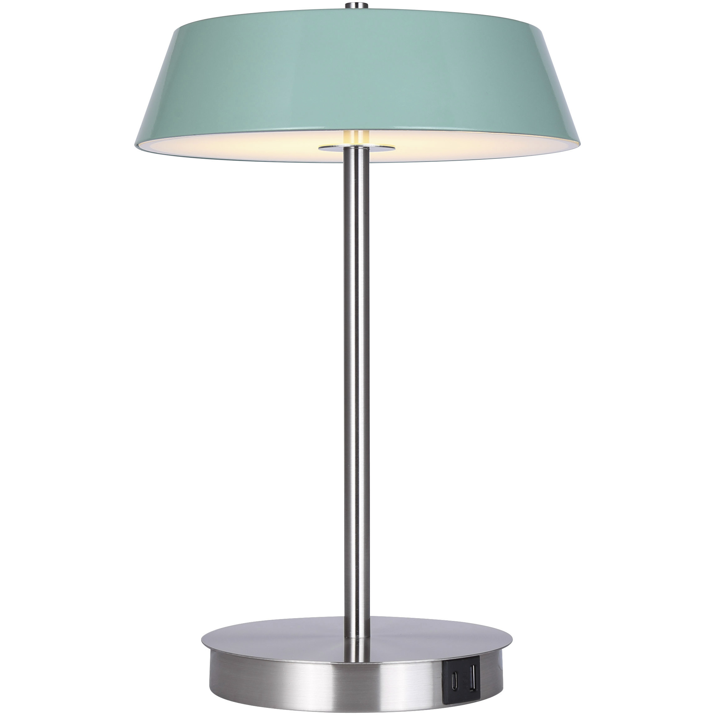 Jessa 14 inch 16.00 watt Brushed Nickel Table Lamp Portable Light in Teal Metal