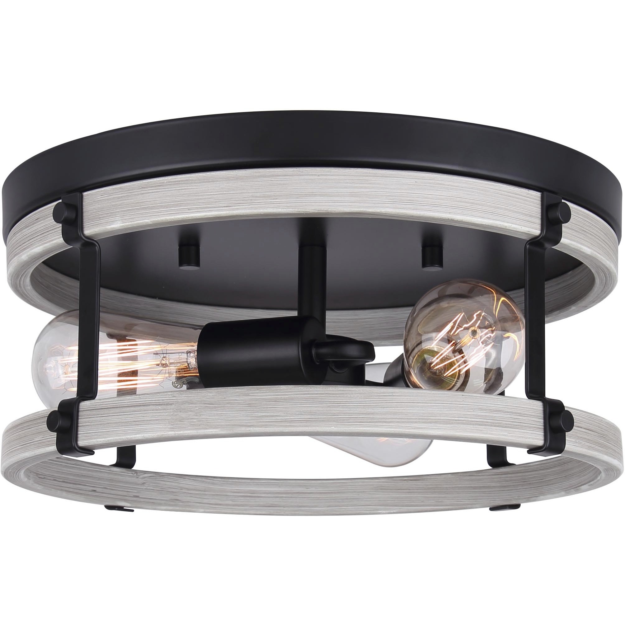Joelle 3 Light 14 inch Matte Black/Brushed Grey Flush Mount Ceiling Light