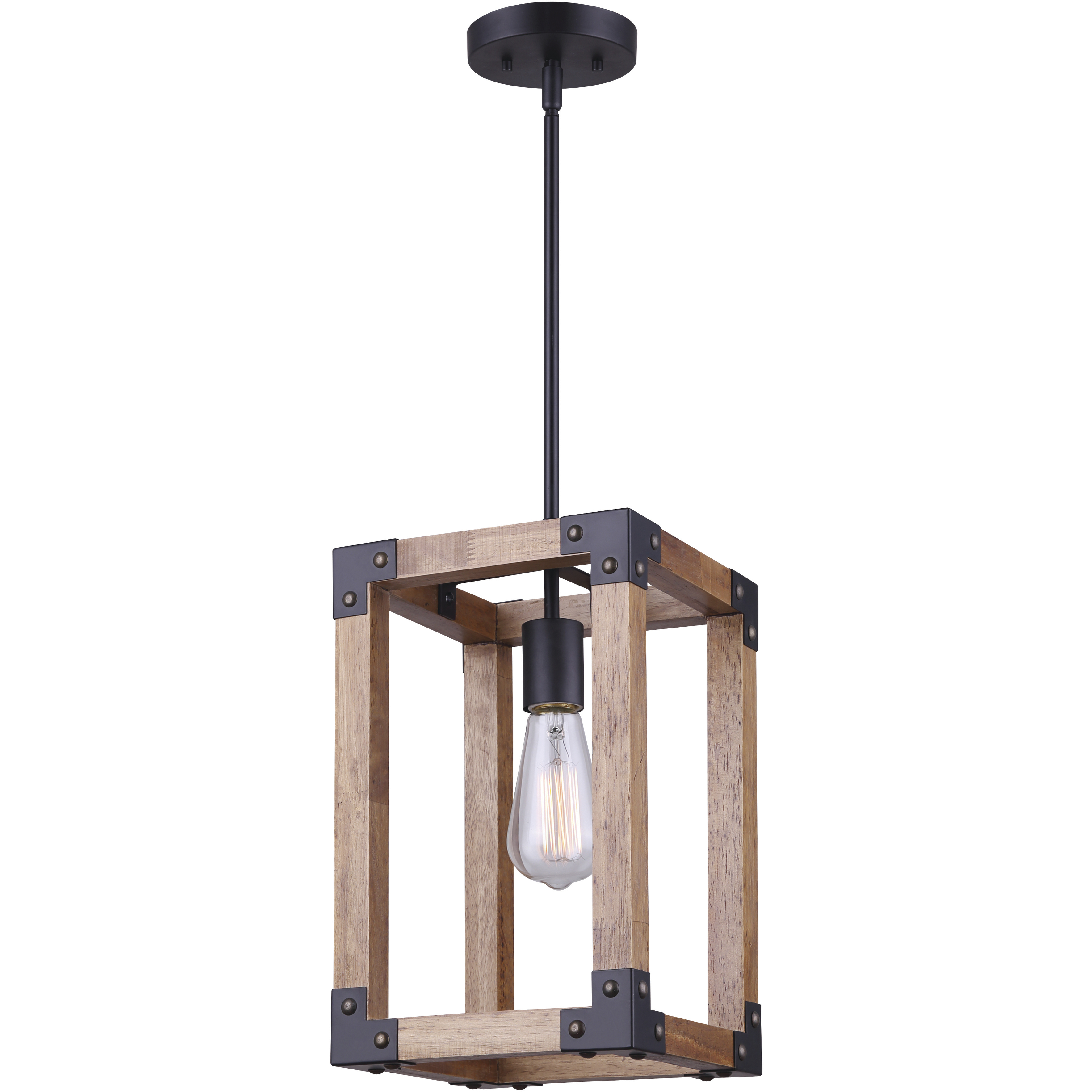Madison 1 Light 32 inch Black and Wood Pendant Ceiling Light
